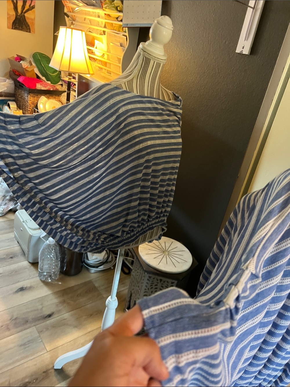 Free People, Large, keyhole back, Blue & White Striped Boatneck Tunic, flowy - Picture 6 of 10